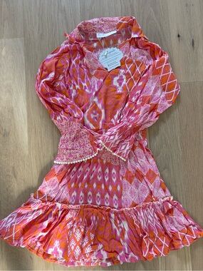 Women’s Walker & Wade Pink & Orange Printed Ruffle Dress